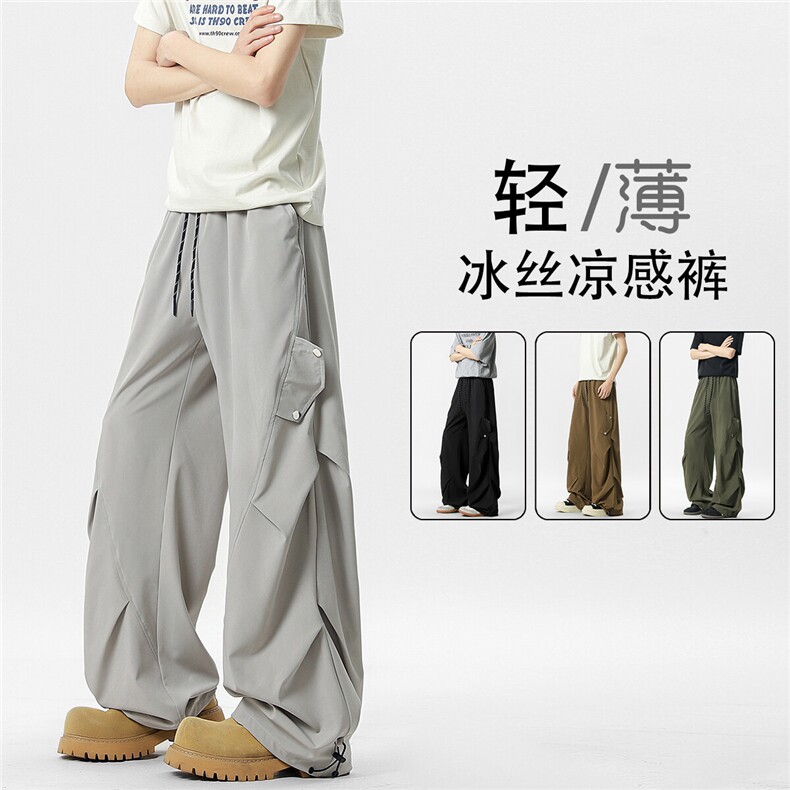 褶皱可束脚阔腿休闲裤 K006无影墙 92%聚酯纤维8%氨纶(S-2XL)TP25图片