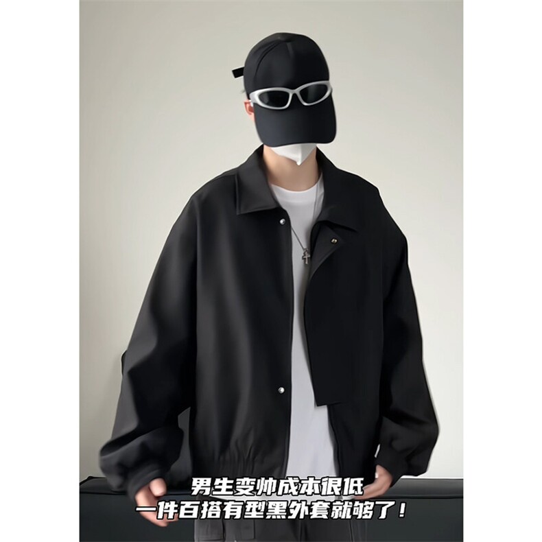 2026春美式时尚飞行夹克男设计感宽松痞帅外套25XJ55218特批45,男装夹克,电商A042