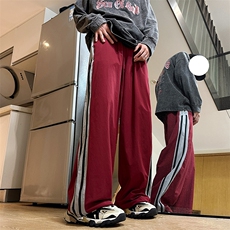 休闲裤男拼色韩版潮流美式高街帅条纹2024夏季ins长裤K4375-P37，男装休闲裤，星座412-2