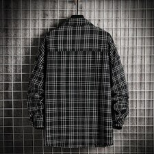 2021秋季新日系网格大码男落肩排扣气质格子外套夹克J6037-P60，男装夹克，电商A001