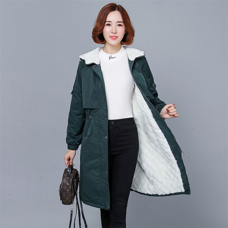 风衣拉链2020年冬季长袖中长款时尚常规保暖舒适连帽，女装风衣，独衣靓