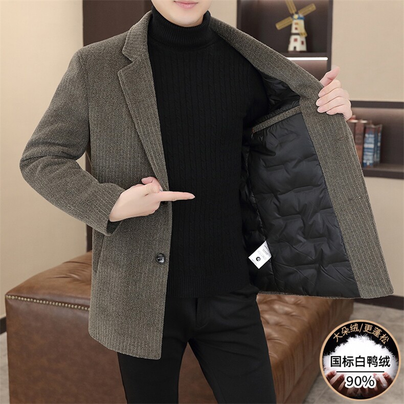 新标90白鸭绒 有男士羽绒服金貂绒毛呢大衣YR2511-P185图片