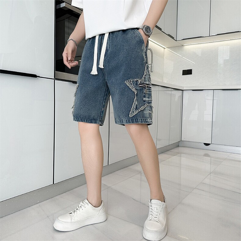 301A-1DK11P58控78店主风社会小伙风夏季潮流五分牛仔短裤,男装牛仔裤,星座301A-1