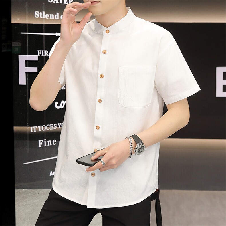 CS79-P40夏季风时尚男士棉麻短袖衬衣衬衫,男装T恤,星座507A（原星座306B-2）