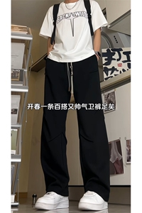 得物品质 可二开~改版直筒针织运动卫裤 K833特P45 控68图片
