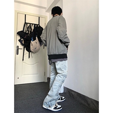 B221美式ins高街暗黑小众个性微喇牛仔裤LK23018-P65控88，男装牛仔裤，电商B221
