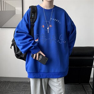 华夫格卫衣圆领卫衣男大码长袖t恤男外套 HW76183-P30加绒款-P40图片