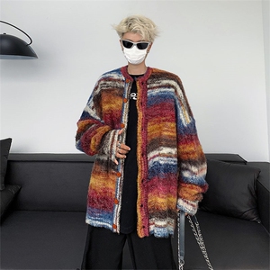 彩条纹撞色圆领毛衣男针织衫男MY09155-P58图片