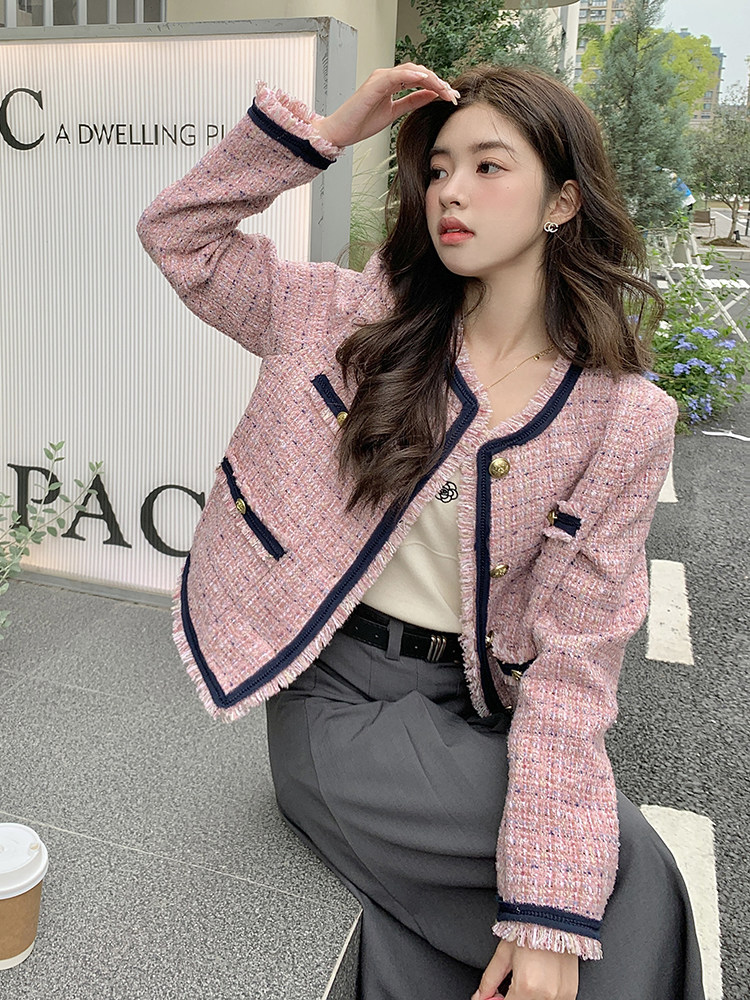 新款现货】轻奢粗花呢小香风短款外套212A-8809-150-218,女装短外套,浙宝212A