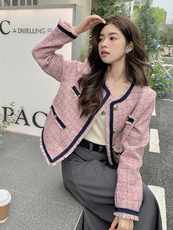 新款现货】轻奢粗花呢小香风短款外套212A-8809-150-218，女装短外套，浙宝212A