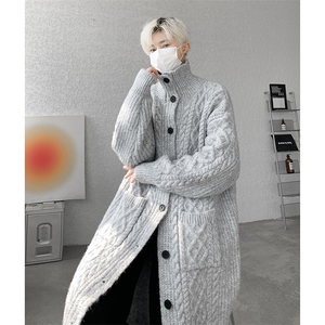 8XL-M慵懒风长款毛衣开衫外套秋冬过膝休闲针织衫MY1217P120控158图片