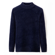 冬季新款中年男士长袖圆领纯色貂绒针织打底衫加厚保暖男装毛衣，男装针织衫/毛衣，电商B212（原钱塘6029）