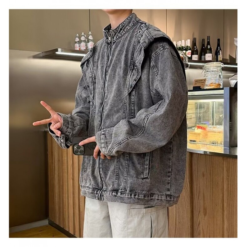 2026新款复古牛仔夹克简约设计感外套学生休闲百搭上衣2226A/P80,男装夹克,星座506