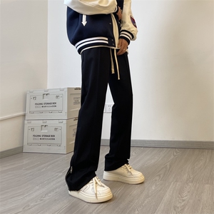 春新款港风拉链西裤男垂感休闲裤宽松大码裤子XZ211-1-K2303-P55图片