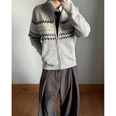 男士针织开衫秋冬半高拉链领花纱加绒厚款中年毛衣外套MMY03，男装针织衫/毛衣，星座1116A（原606A-3）