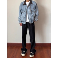 JK002-P78春秋韩版时髦cleanfit复古高级撞色短款牛仔夹克男士，男装夹克，电商B323A