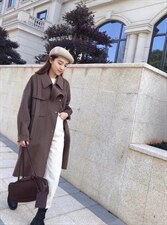 2021秋冬新款爆版肩带斜门襟长款百分百羊毛双面呢，其它，L·H·X