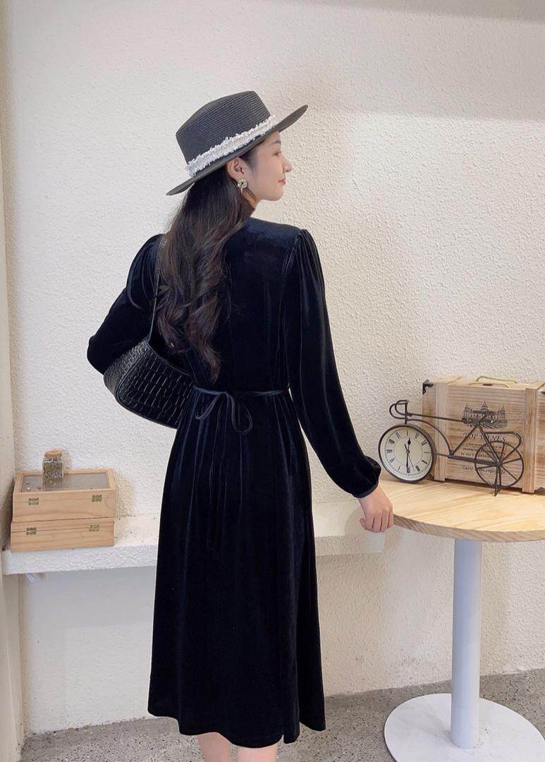 2021秋冬新款丝绒连衣裙,女装连衣裙,米娜·丹怡