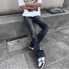 美式潮牌高街牛仔裤修身直筒复古微喇cleanfit裤子男潮WLK255-P47，男装牛仔裤，星座1008