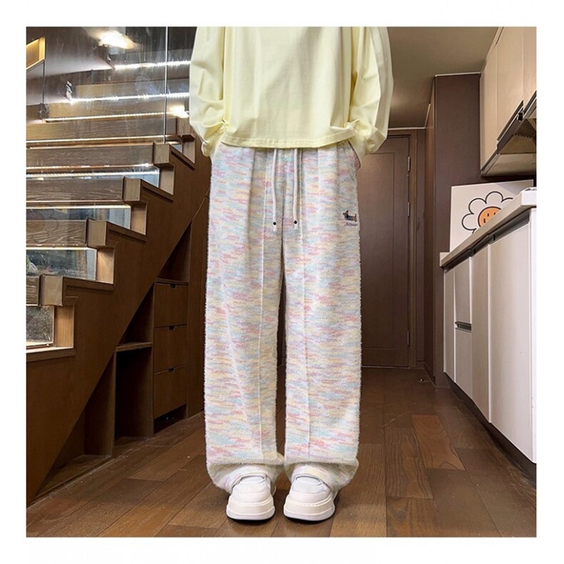 1506-1/KF021/P44彩虹色美式重磅刺绣腊肠狗糯米裤男女同款裤子,男装休闲裤,星座1506-1