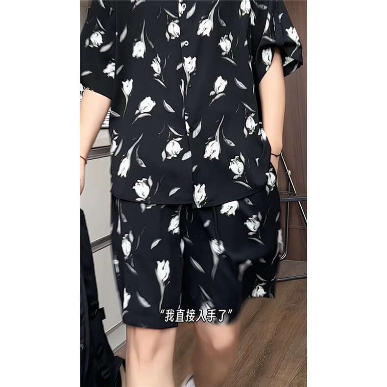 短袖衬衫男+短裤男潮流休闲套装男M-5XL大码TZ78712P50控98模特图,男装牛仔裤,星座226-1