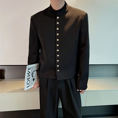 春装红时尚小香风中式立领西服外套男高级金扣夹克0088P115，男装夹克，电商B267