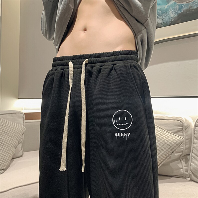 华夫格运动裤男大码抽绳休闲裤卫裤HK78072-P35加绒款P45,男装休闲裤,电商A040