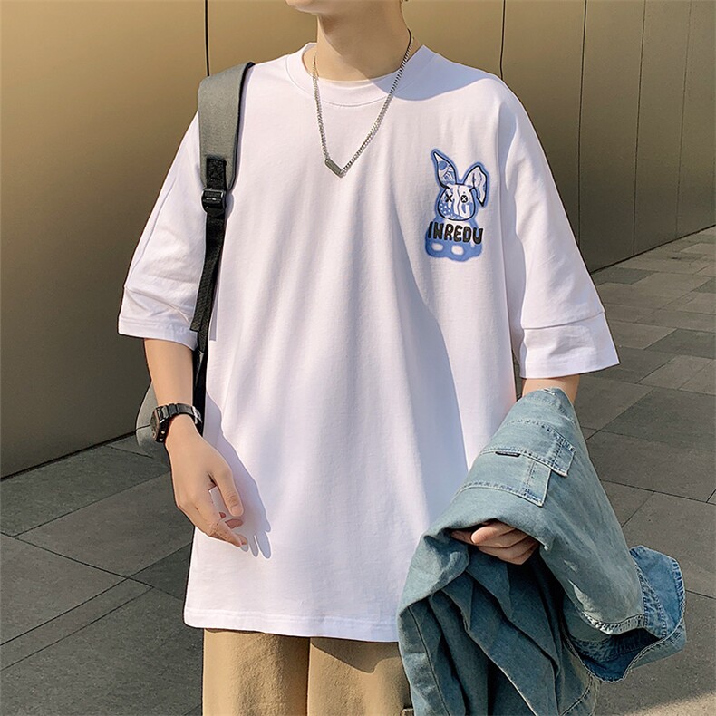 得物抖音40支双纱高品质休闲半袖纯印花短袖T恤男女T7182-P45,男装T恤,电商A441-1