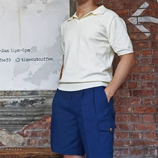老钱风夏季冰丝凉感POLO领T恤轻奢风潮男宽松针织衫不起球透气短T，男装T恤，星座506A