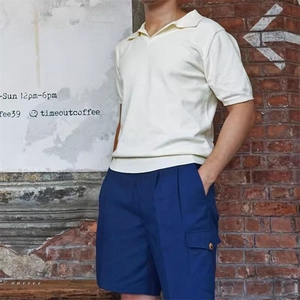 老钱风夏季冰丝凉感POLO领T恤轻奢风潮男宽松针织衫不起球透气短T图片