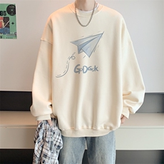 已注册华棉秋冬内景纸飞机圆领卫衣男宽松WY9114/P35加绒P45，男装卫衣，电商B316