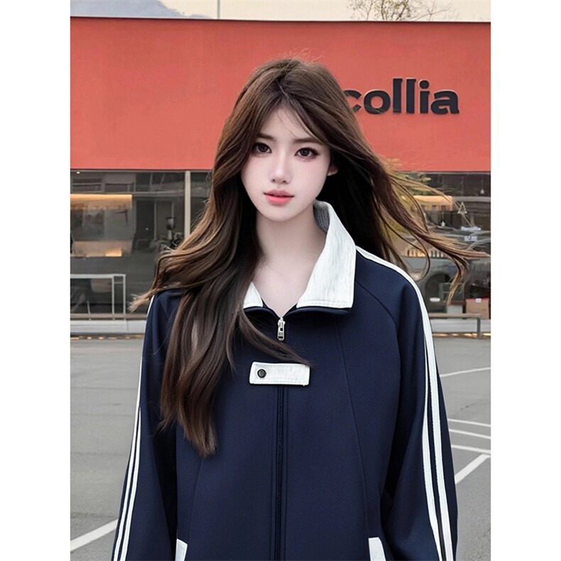 抖音得物品质秋冬美式高街重磅结构拼接织带翻领卫衣夹克外套W113，男装夹克，电商A486