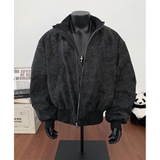 现货秋冬季美拉德雾面PU皮棉服兔毛加绒加厚保暖棉衣~MF88，男装棉衣，星座601-1