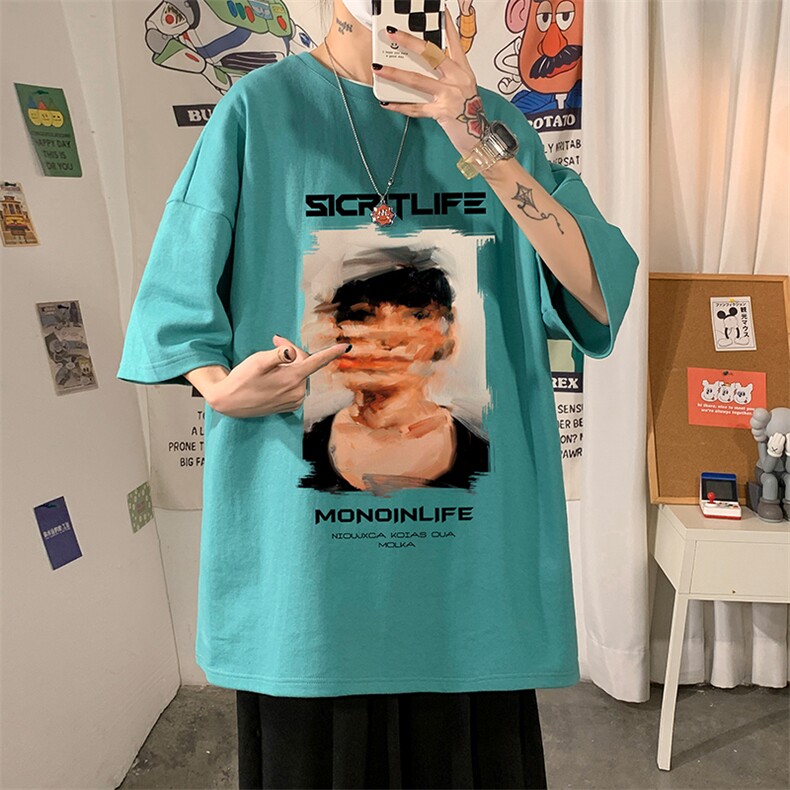 DX17213-P20纯棉短袖t恤男大码半袖打底衫宽松体恤衫海报风,男装T恤,电商A040