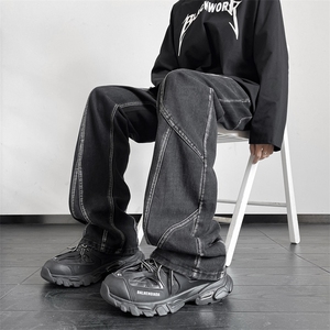 复古百搭微喇牛仔裤男美式hiphop水洗复古牛仔裤 K790-特批45图片