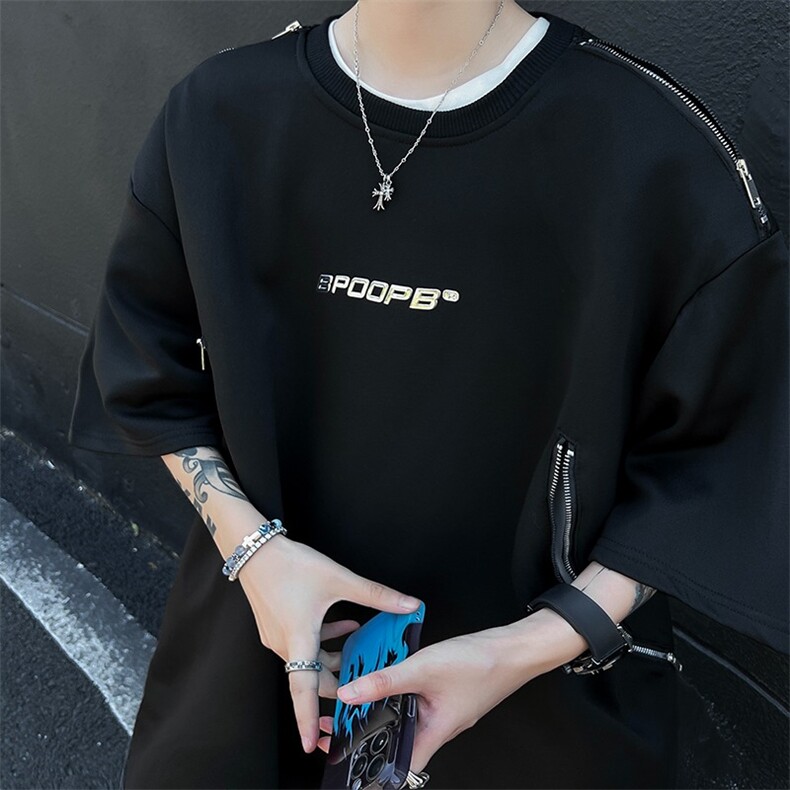 cleanfit拉链垫肩短袖男款潮牌痞帅炸街t恤拉链垫肩WT10P43,男装T恤,星座1116-2