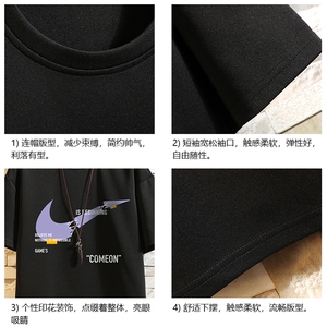 TK28259-P25 春夏季七分袖t恤男大码五分袖男短袖中袖 砖墙挂拍图片