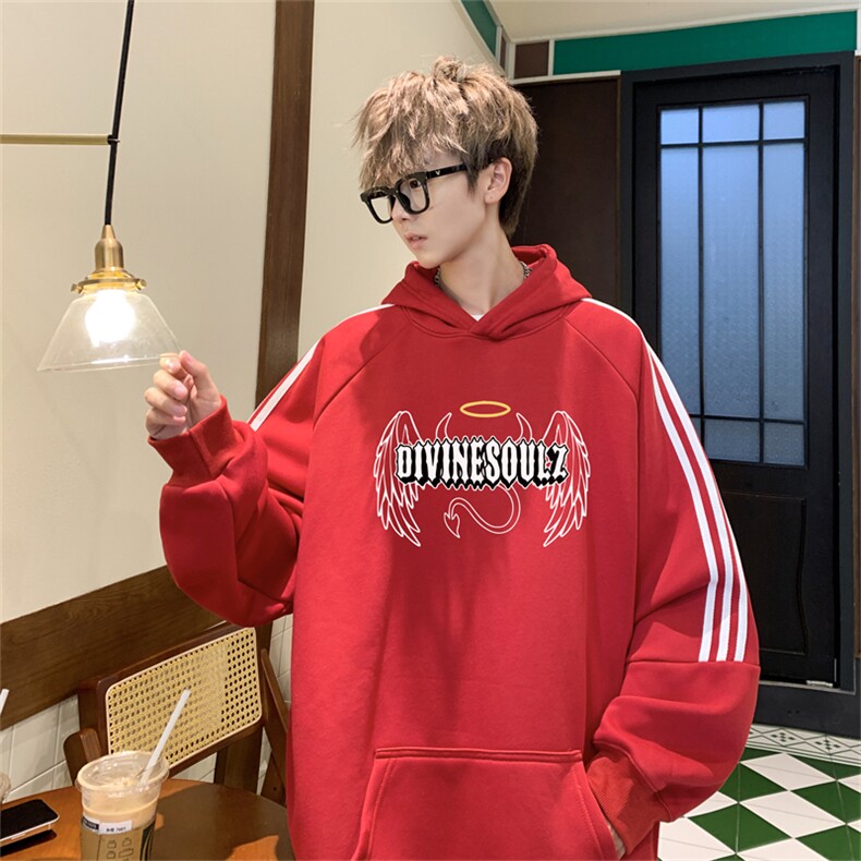 美式三杠条纹复连帽卫衣秋冬男女宽松长袖 SWY2472-P55控88 50棉图片