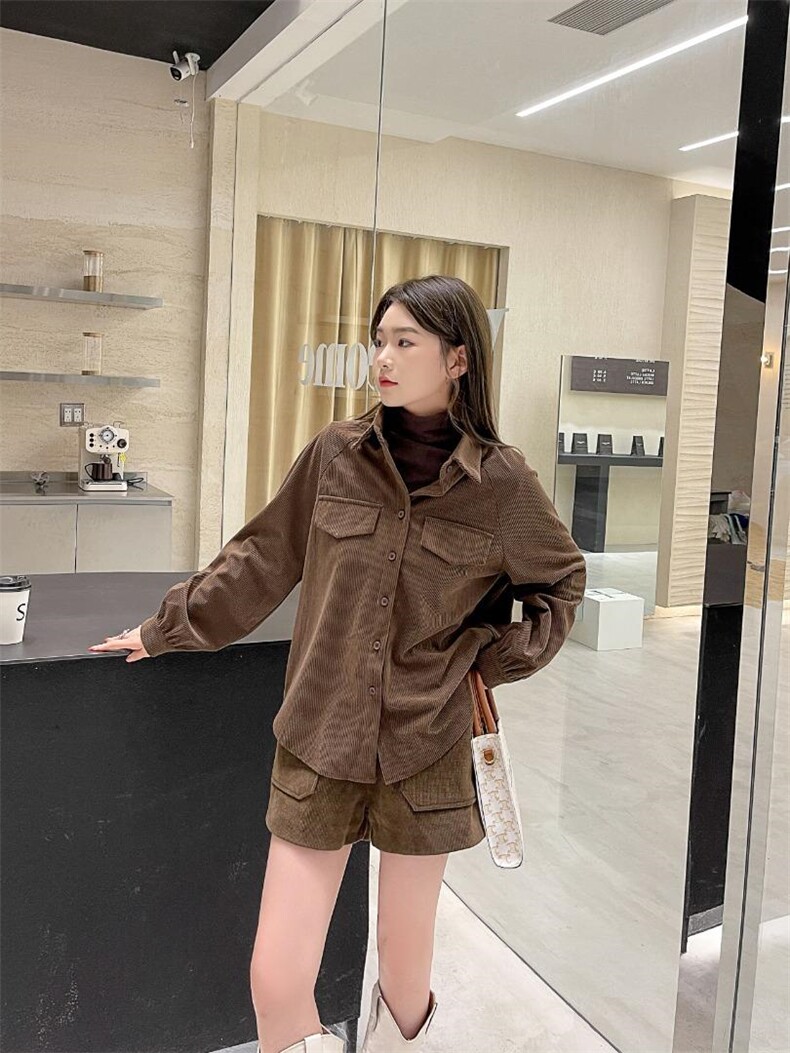 灯芯绒衬衫宽松外套，女装衬衫，Balance Studio