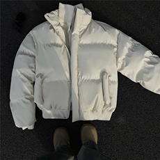 冬装新品港风PU软皮棉服刺绣logo棉衣休闲加厚外套男M6708-P128，男装棉衣，星座307A