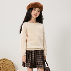 2024秋季新款纯色长袖圆领羊毛衫男女通用，童装毛衣，魁星羊绒