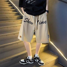 703-DK57-P35夏季字母发泡美式运动短裤宽松抽绳直筒裤休闲，男装休闲裤，星座703