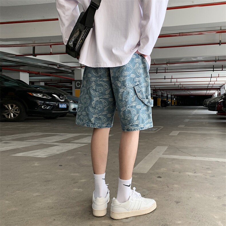 腰果花夏季简约百搭直筒中裤ins港风潮流复古五分裤K255-P40,男装牛仔裤,星座512-3