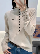 2025年秋季时尚百搭通勤简约休闲手工花袖，女装羊毛衫，晨旭羊绒