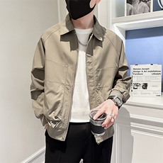 秋季2023轻熟抖音小伙薄款纯色休闲夹克店主风A236-JK5025-P130，男装夹克，电商A236