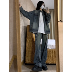 【有货】美式复古牛仔裤男设计感小众阔腿裤NZ1664LL-特P50，男装牛仔裤，星座1007（原301D）