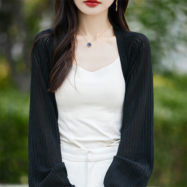 针织开衫薄款女小披肩防晒2025新款长袖镂空蝙蝠袖开衫连衣裙外搭,饰品披肩,斯美雅安迪绒