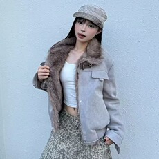 麂皮绒外套女2025年秋季新款美式复古设计感小众宽松休闲百搭上衣，女装短外套，星座506A