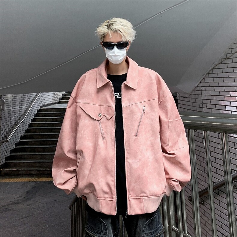 高品质秋款男皮衣工装拉链皮夹克外套JK8228 P85图片