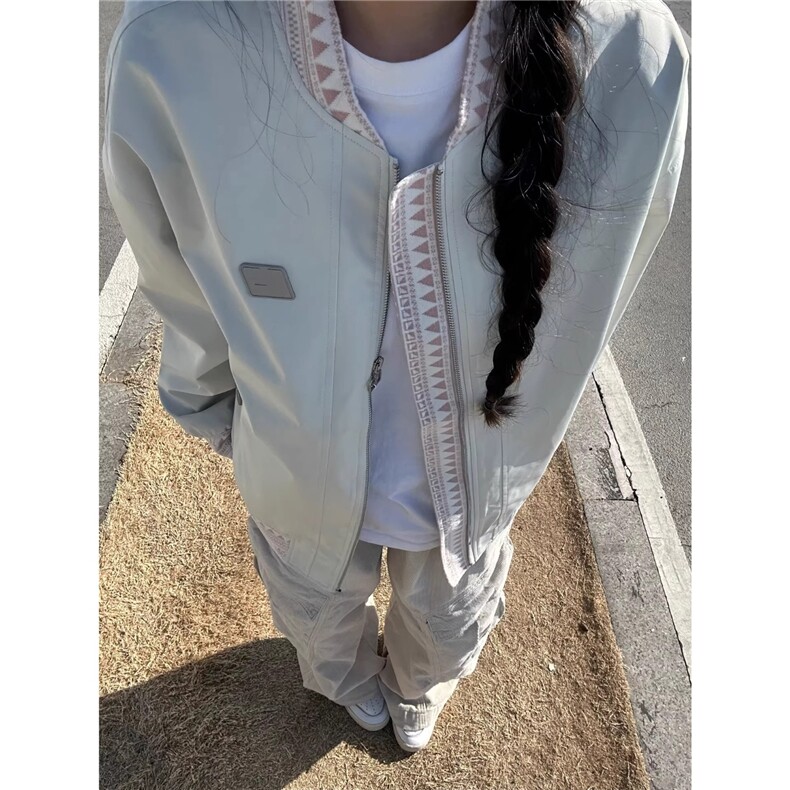 美式复古民族风棒球服外套新宽松休闲飞行员夹克513AJK2500P67图片